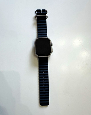 Apple Watch Ultra 49mm Titanium Silver Case Black Silicone Band 32GB Unlocked