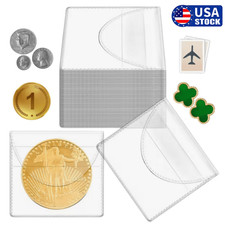200 Coin Protector Sleeves Single Pocket Flips for Collectible Coins Storage US