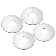 4Pcs Wall Split Flange 2", Round Self-Adhesive Escutcheon Plate, Silver