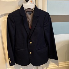 Crewcuts Thompson Blazer Boys 8 Navy Blue Wool Blend Gold Button Anchor Nautical
