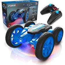 Tornado Blue LED Remote Control Car for Kids- Double Sided Driving Fast RC Ca...