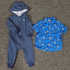 Boys Clothing Lot 18 Months Carters One Piece & Jumping Beans Floral Shirt Set
