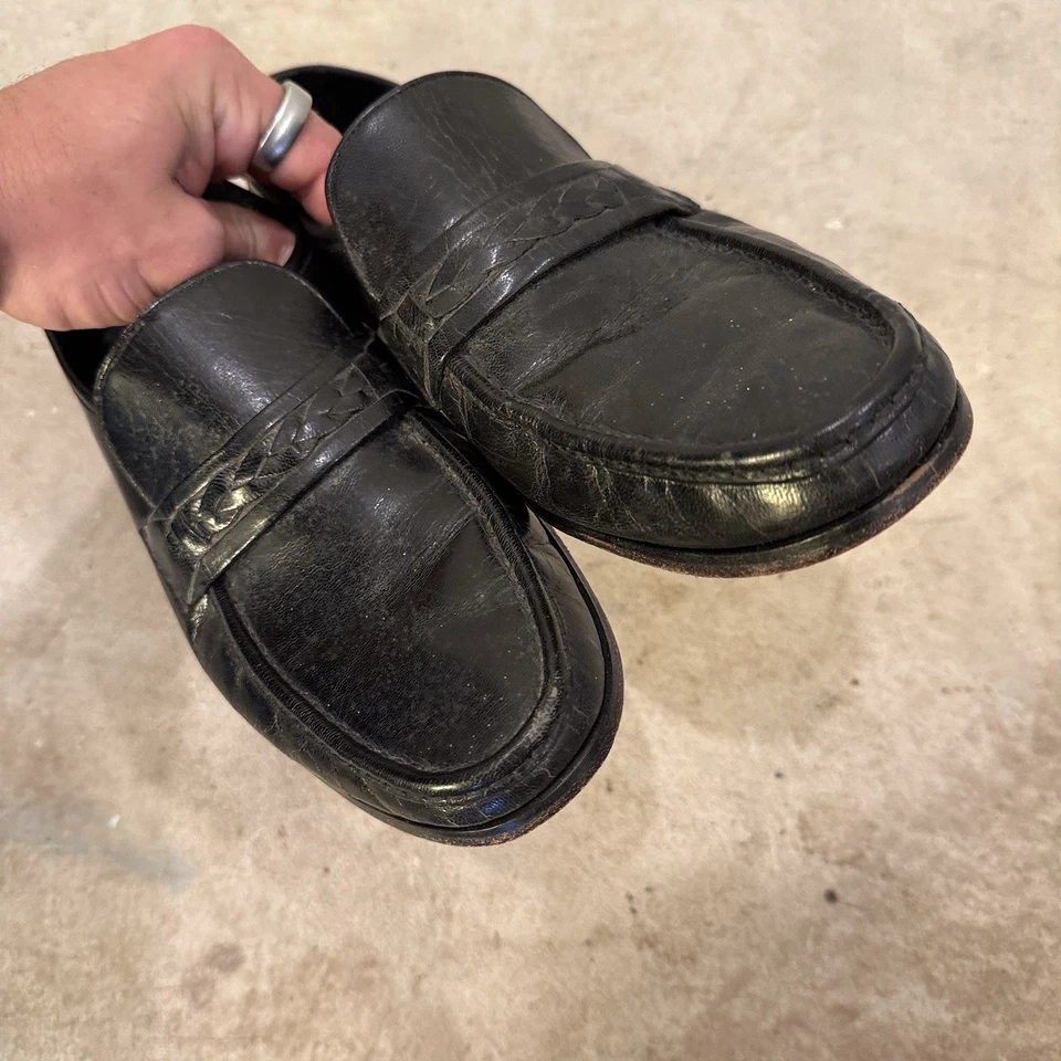 Mocasines TownCraft negros Penny cuero genuino cosido a mano para hombre talla 11D Foto 4 de 4