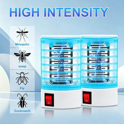 Plug Blue LED Night Light 110V UV Mosquito Fly Killer Insect Catcher for Home US