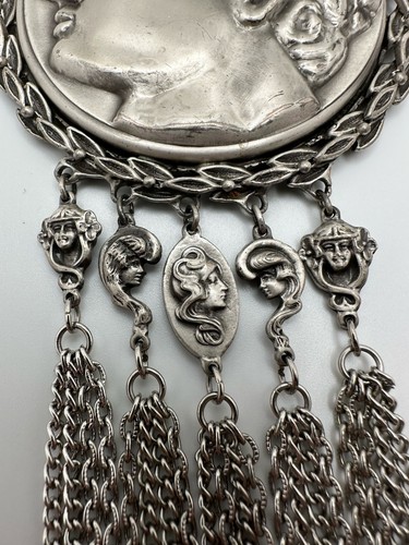 "Collar vintage grande de plata con medallón de laurel de 20""" - Imagen 8 de 12