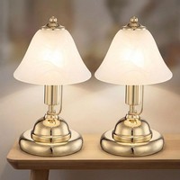 Tischlampe Tischleuchte Wohnzimmerleuchte Glas Messing Antik Beistellleuchte 2X