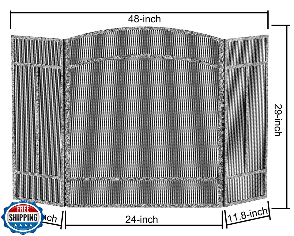 Pantalla Chimenea Belleza Fuego 3 Paneles Hierro Forjado 48"(L) x 29"(H) Foto 2 de 4