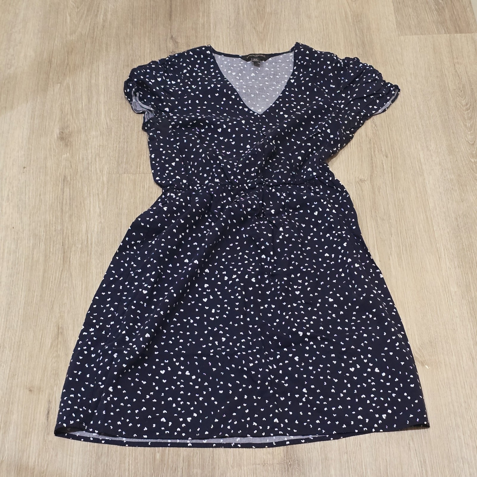 Banana Republic Women’s M Faux Wrap Dress Polka Dot Navy Blue short sleeve