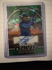 Josue De Paula 2025 Leaf Baseball Nation Green Cracked Ice Auto RC /5 DODGERS
