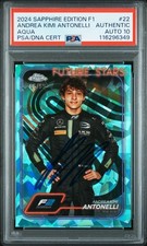 2024 Topps Chrome Sapphire F1 Kimi Antonelli Future Stars Aqua /99 PSA Auto 10
