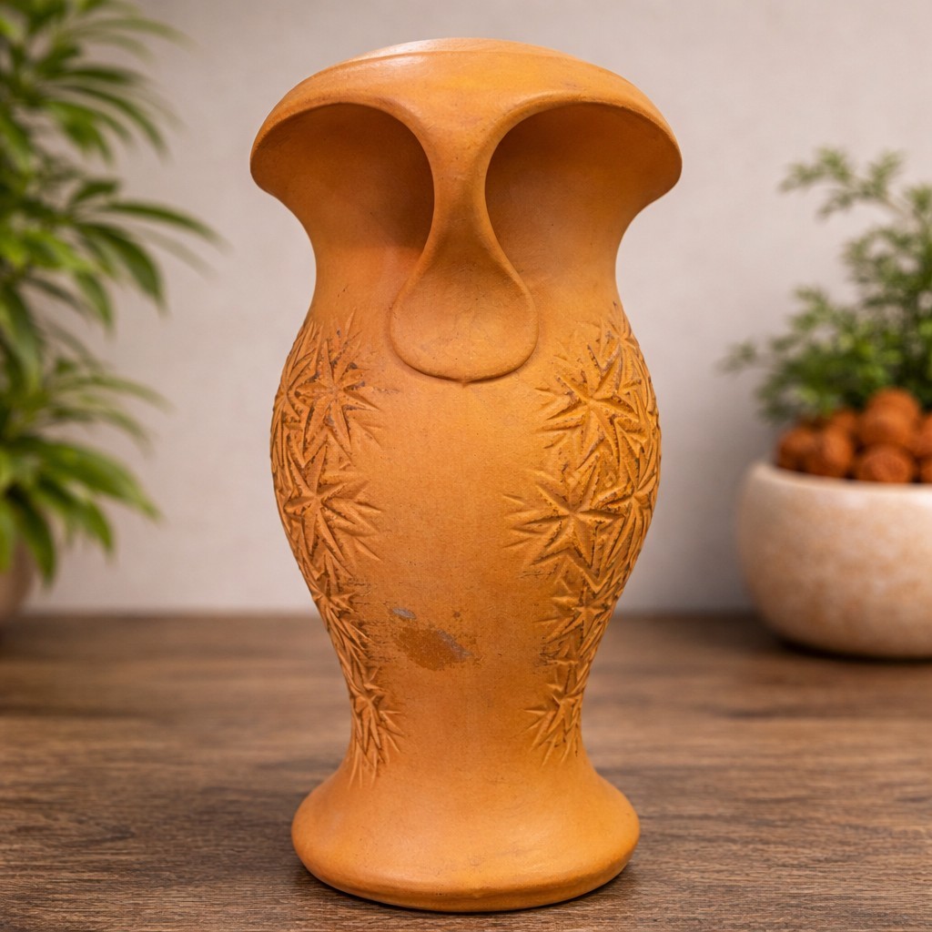 McCoy 1968 Orange Matte Double Handle Starburst Flower Vase #17