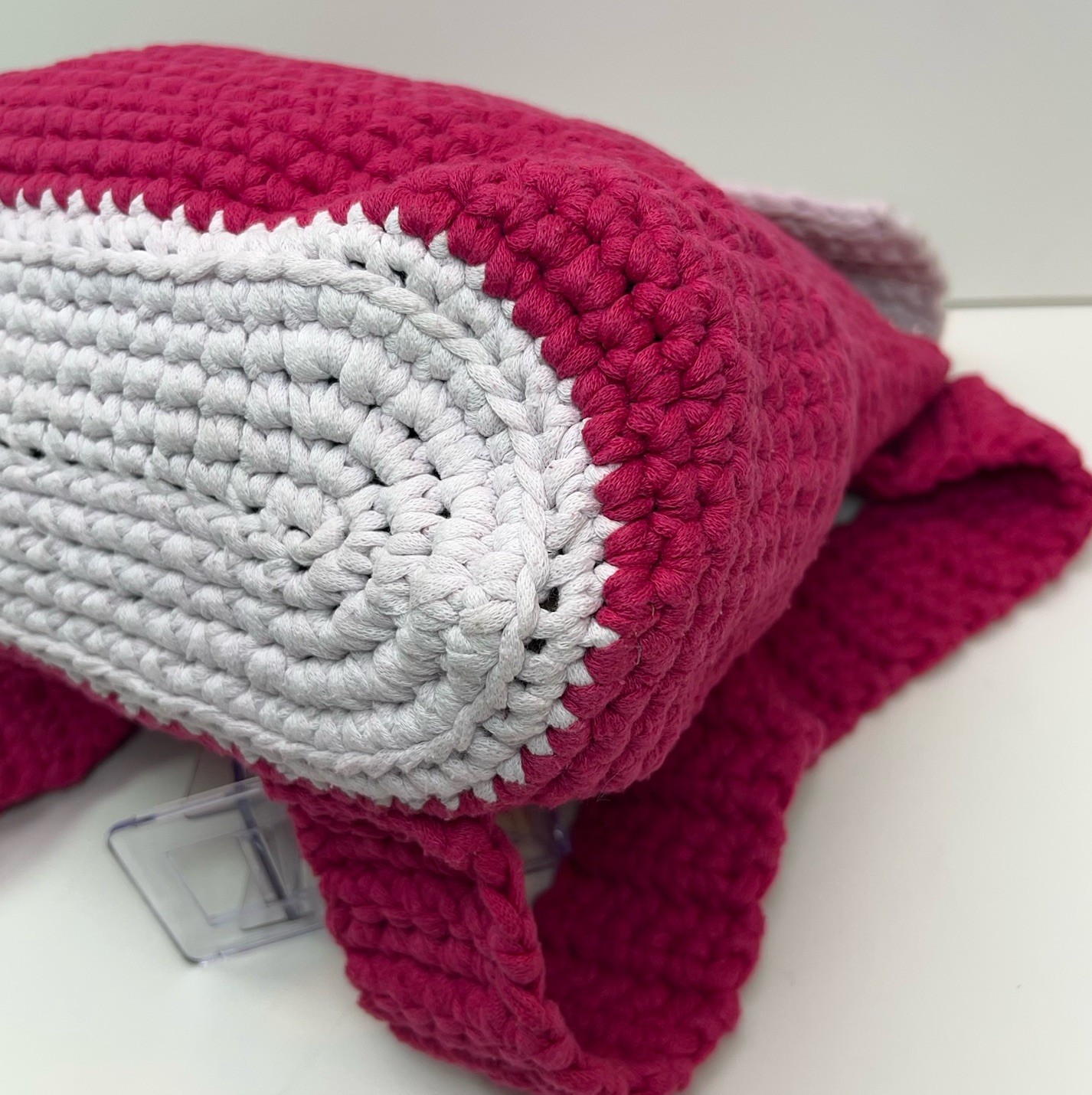 HANDMADE Crochet Drawstring Backpack Flap Button … - image 7