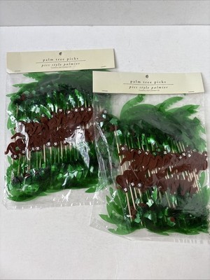 Lot 2 Pier One Imports 48 Palm Tree Monkey Coconut Picks For Food/Beverages New
