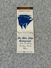 The Blue Ship Restaurant Boothbay Harbor Maine Vintage Matchbook Cover 335