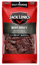 Beef Jerky, Peppered, Half Pounder Large Jerky Bag - Flavorful Meat Snack, Ready