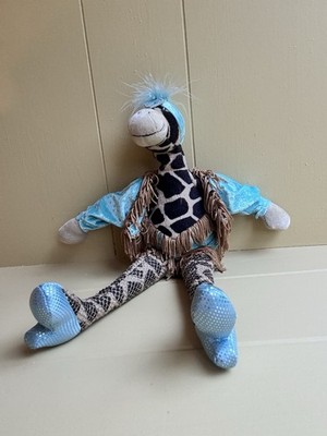 Ultra Rare Vintage Jellycat Burlesque Giraffe Blue Velvet Gold Fishnets Plush