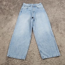 Zara Jeans Womens 30 Wide Leg High Rise Light Wash Denim Button Fly 28x30