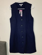 Steve Madden Women's Pinstripe Dress Size S Navy