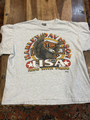 Vintage Harley Davidson Single Stitch T-Shirt Eagle Ride With Pride USA Size  XL