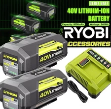 1-2Pack 6.0Ah Replace for Ryobi 40V Lithium OP40602 Battery With LED or Charger
