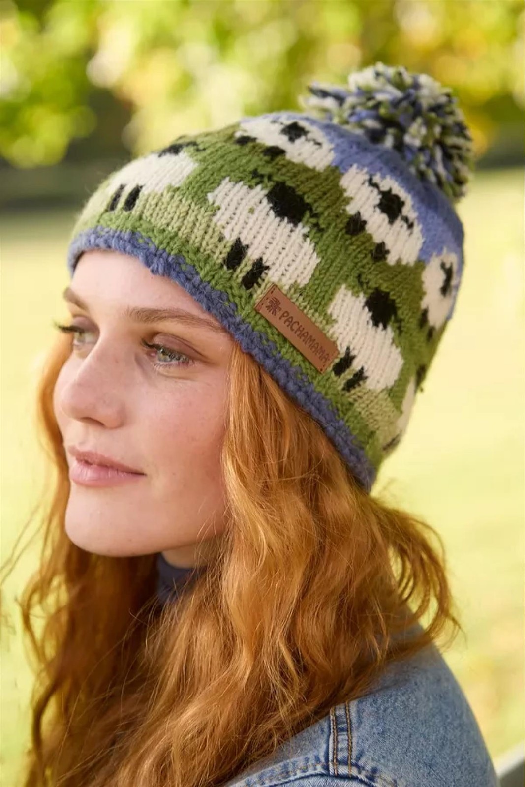 Pachamama Flock Of Sheep Bobble Beanie 100% Wool Hand Knit Animal Lover Gift