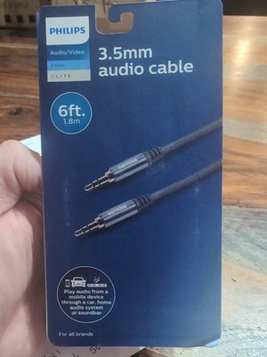Philips Auxiliary Cable 3.5mm Elite 6ft Silver