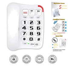 Big Button Corded Phone with Amplified Volume for Seniors - Easy Dial Home Phone