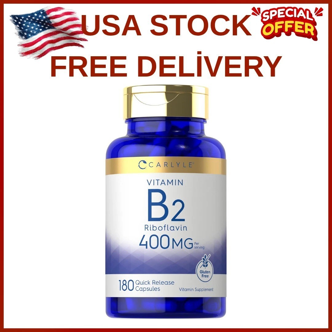 Carlyle Vitamin B-2 400mg 180 Count Non-GMO Gluten Free Supplement B2 Riboflavin