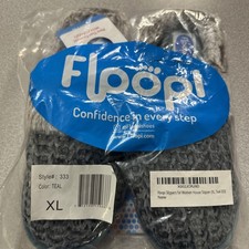 Floopi House Slippers XL Teal and Gray Faux Fur Lined Memory Foam Slip On