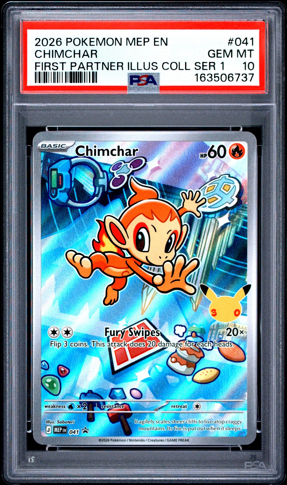2026 POKEMON MEP EN-ME BLACK STAR PROMO #041 CHIMCHAR PSA 10