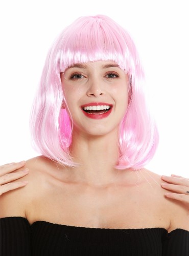 Peluca de mujer Bob Largo hasta los hombros poni liso rosa claro rosa rosa 0073 - Imagen 4 de 4