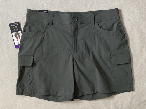 New Eddie Bauer Summer Trail Womens UPF 30+ Gray Green Black Shorts 14 16 - Picture 4 of 7