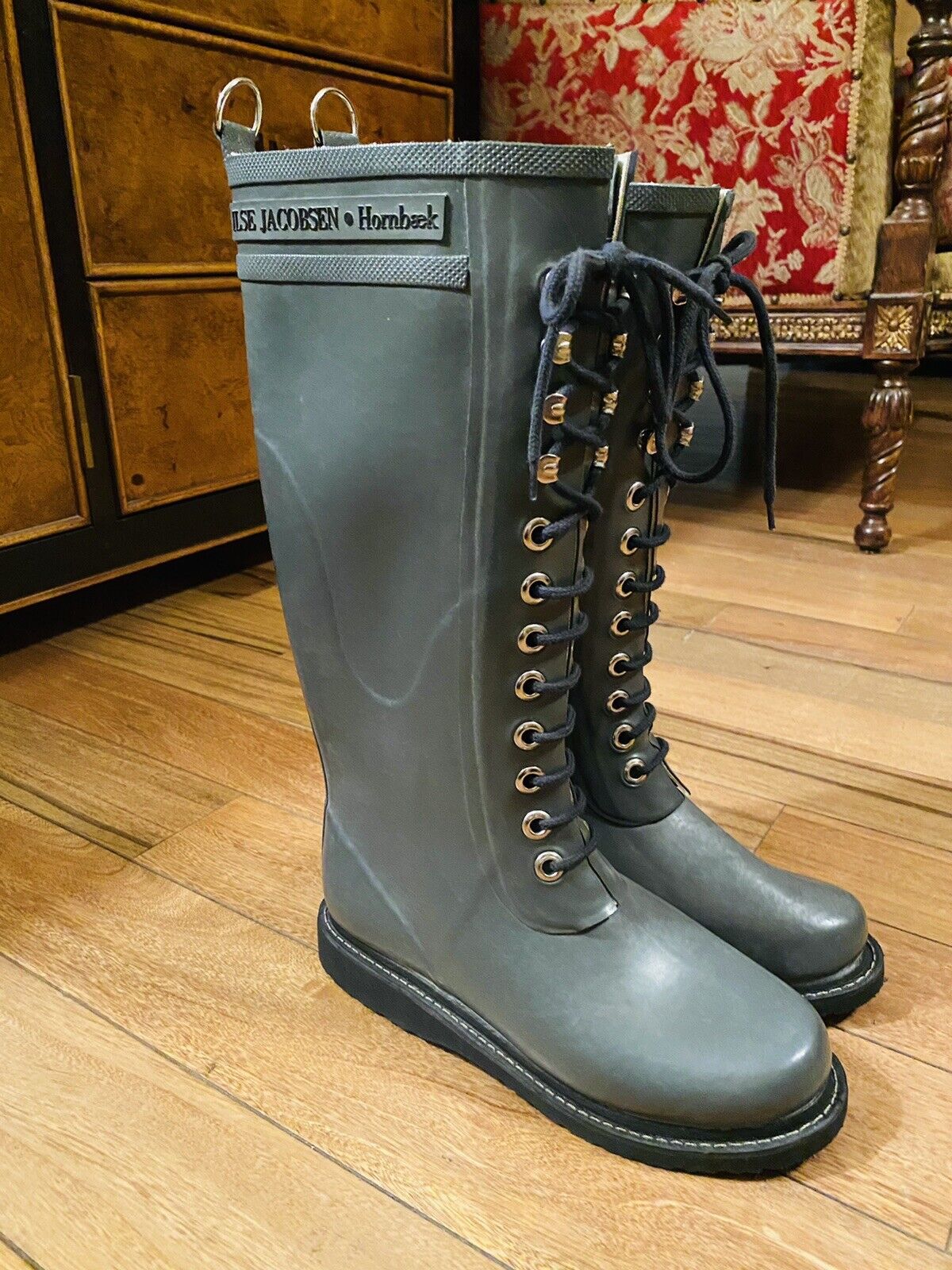 Ilse Jacobsen Hornbaek Womens EU US 7 Grey Tall Lined Rain Rubber Boots | eBay