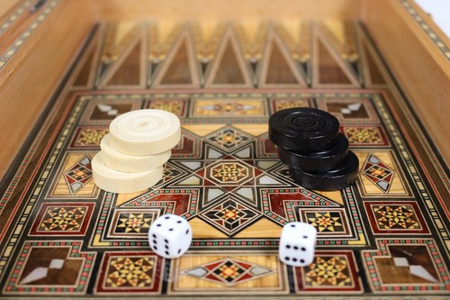 Holz Backgammon/Schach Brett inkl. Holz Steine BK520 C - Picture 4 of 5