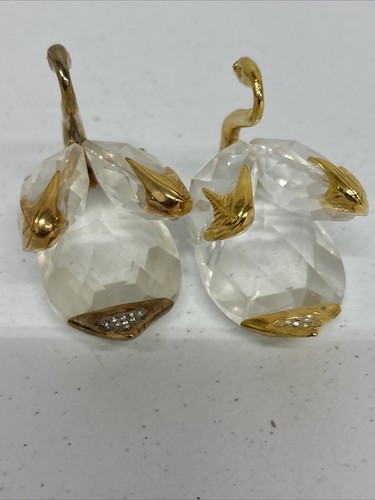 Vintage Swarovski Crystal Swan Gold Gilt Decor Figurine Unsigned - Picture 3 of 5