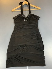 City Studios Womens Juniors' Black Halter Dress Size Medium Beaded