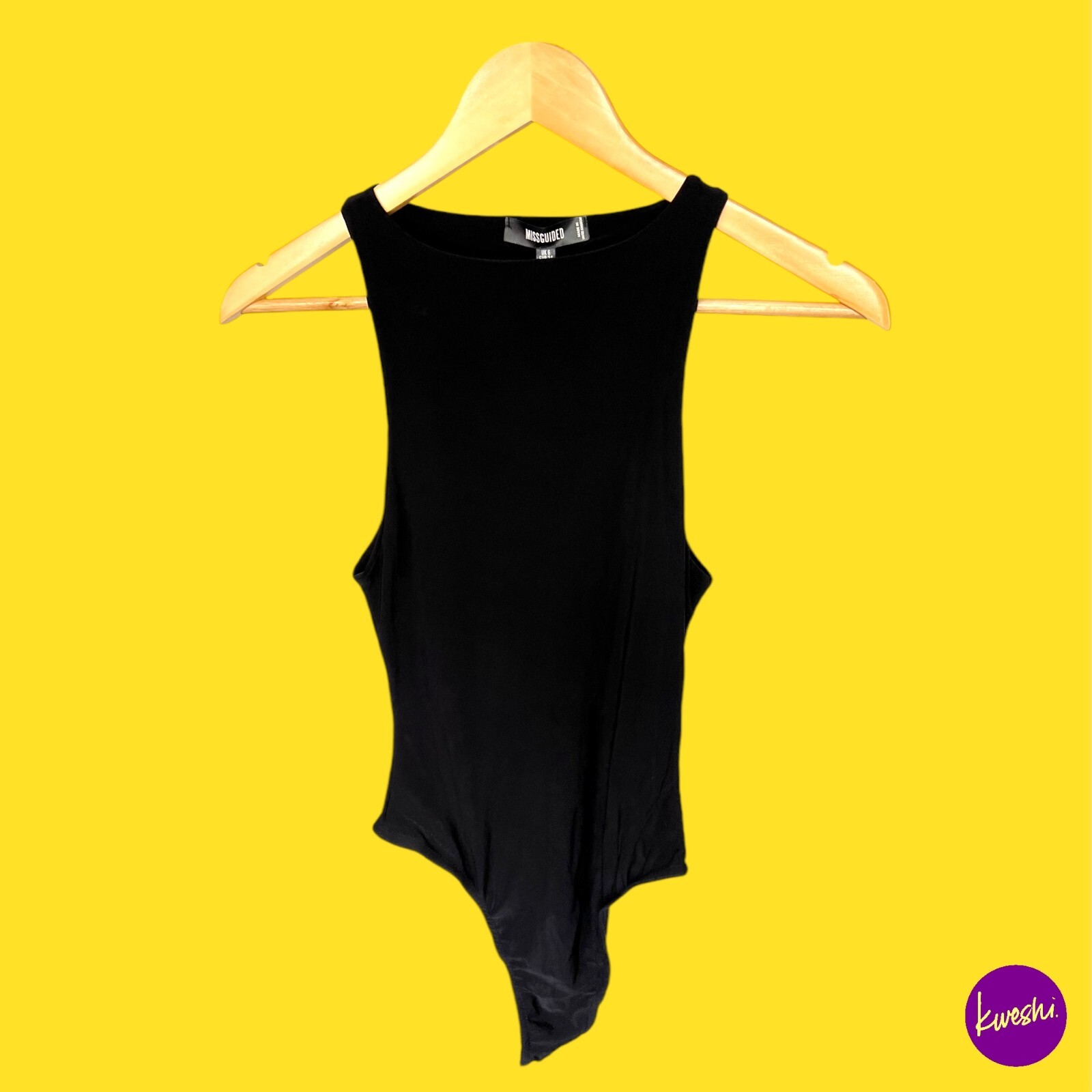 Body para mujer Missguided sin costuras, cuello barco, jersey, negro, Reino Unido 6