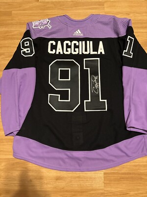 2019 Game Worn Drake Caggiula Chicago Blackhawks Hockey Fights