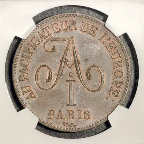 Rare! R1! Russia France 1814 5 Francs Module Essai Alexander I - NGC UNC MS 62