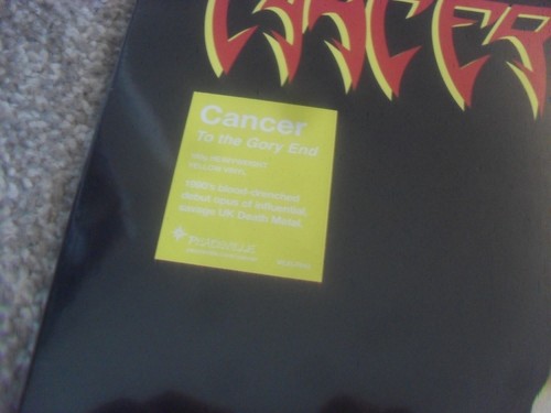 CANCER -TO THE GORY END- AWESOME VERY RARE LTD EDITION YELLOW LP VINYL SEALED - Picture 3 of 3