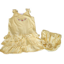 Janie and Jack girls 12-18 months yellow dress and bloomers embroidered flowers