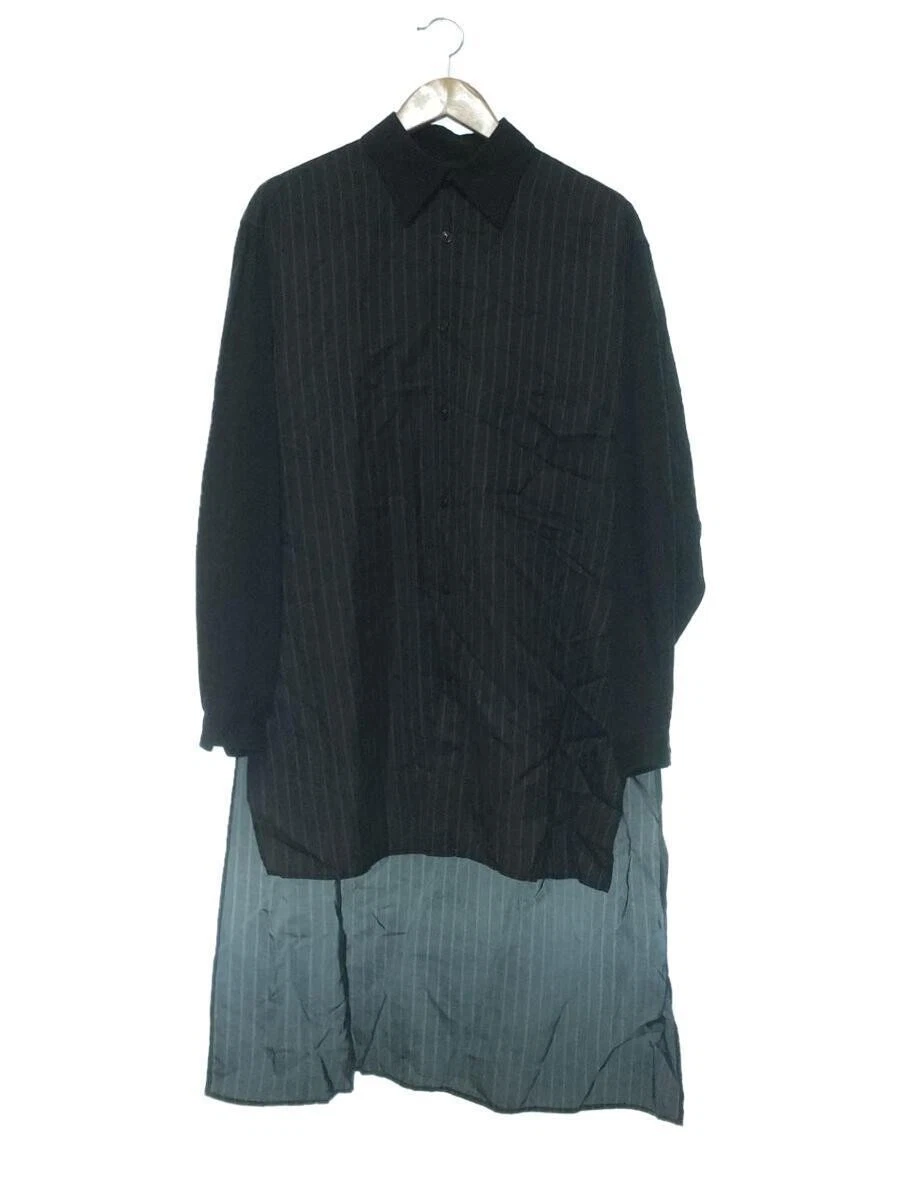Yohji Yamamoto Pour Homme Striped Cupro Staff Shirt Black Men's Size 3