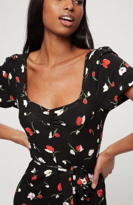 Dorothy Perkins BILLIE AND BLOSSOM Poppy Flower Midi Dress Black