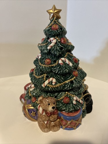 Fitz and Floyd Keramik Weihnachtsbaum Votivkerzenhalter 2 Stück 1994 - Bild 1 von 13