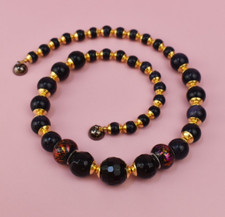 Large beads chunky necklace, bold black necklace