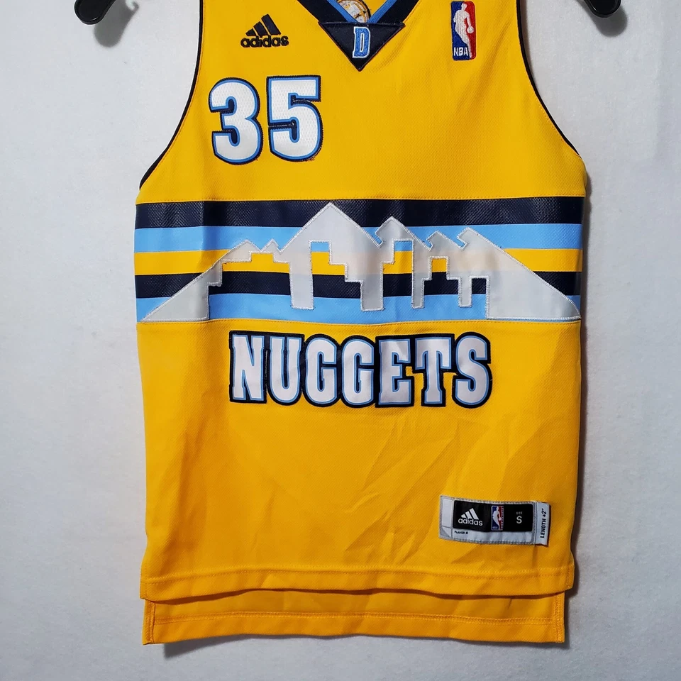 Camiseta Kenneth Faried #35 Denver Nuggets Juvenil Pequeña Amarilla Adidas Niños Foto 3 de 4