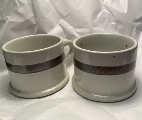 Dansk BLT Mugs Set Of 2 Reddish Brown Band Stoneware by NIELS REFSGAARD