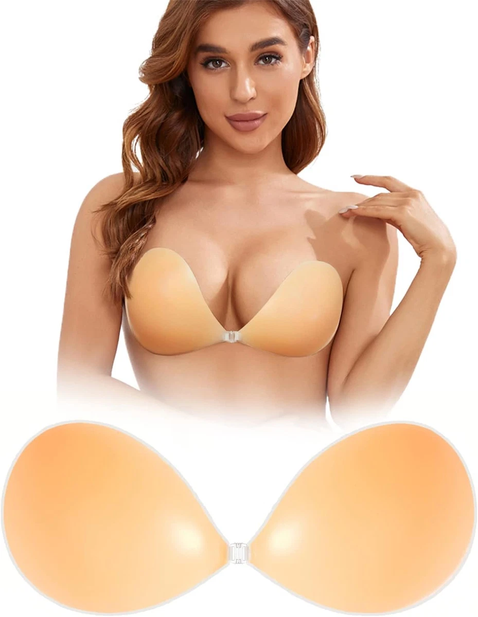 Adhesive Bra, Silicone Sticky Bra Reusable Invisible Push Up Bra