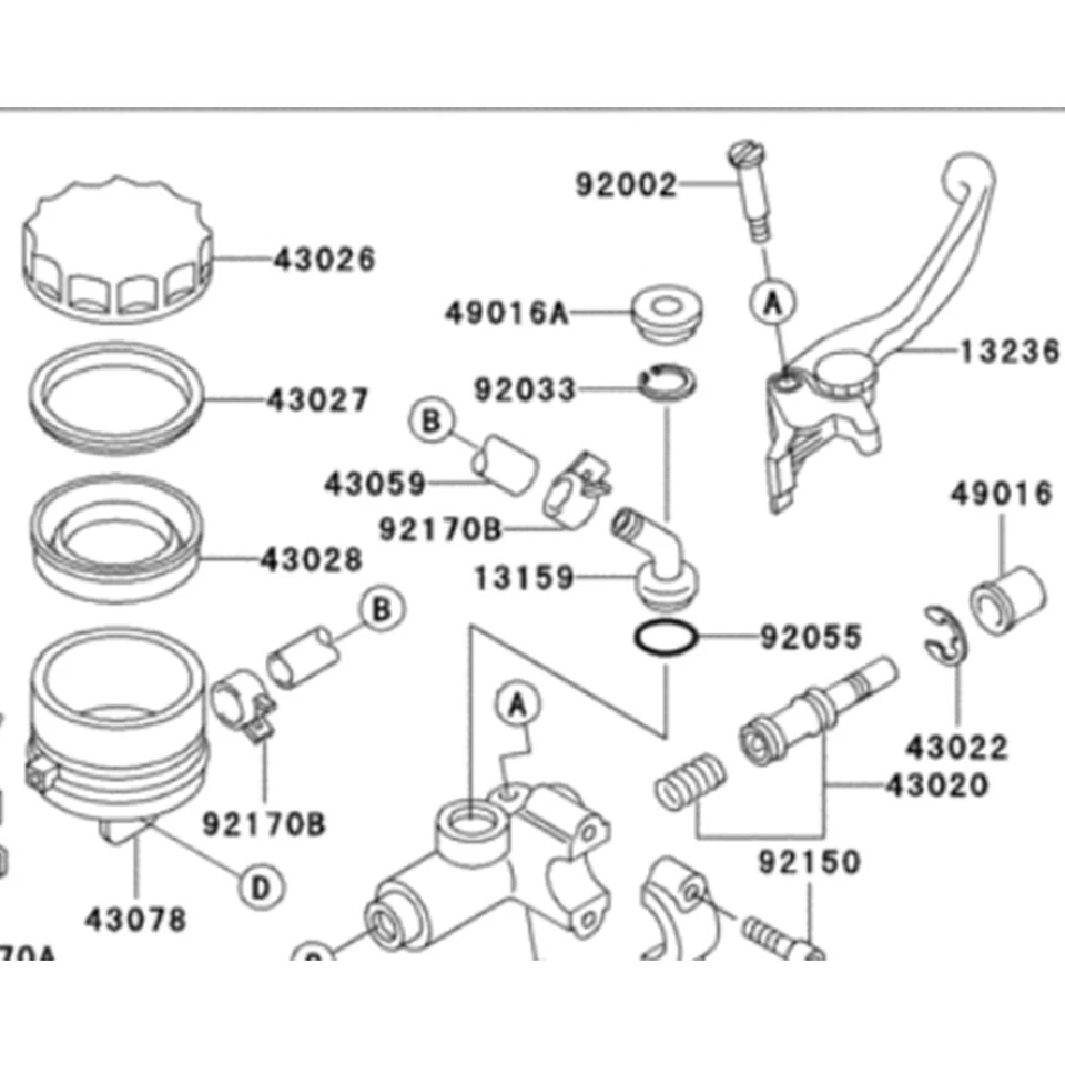 Рычаг переднего тормоза для KAWASAKI GPZ1100S KLE500 Zephyr 400/750/1100 Versys 1000 - Изображение 3 из 4