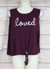 Dirtee Laundry Womens Size XL Sleeveless Tank Top Shirt Maroon Graphic Loved